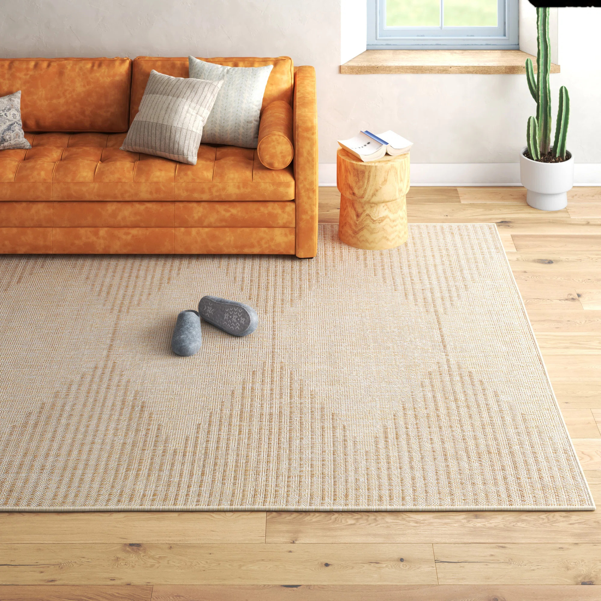 Mendota Geometric Tan Indoor/Outdoor Area Rug | Wayfair North America
