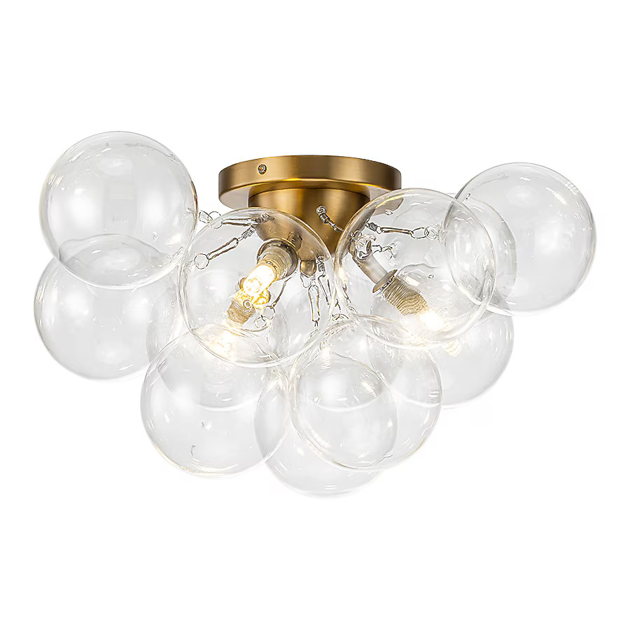 Zicbol 3 -Light 18.1-in Satin Brass Semi Flush Mount Light Lowes.com | Lowe's