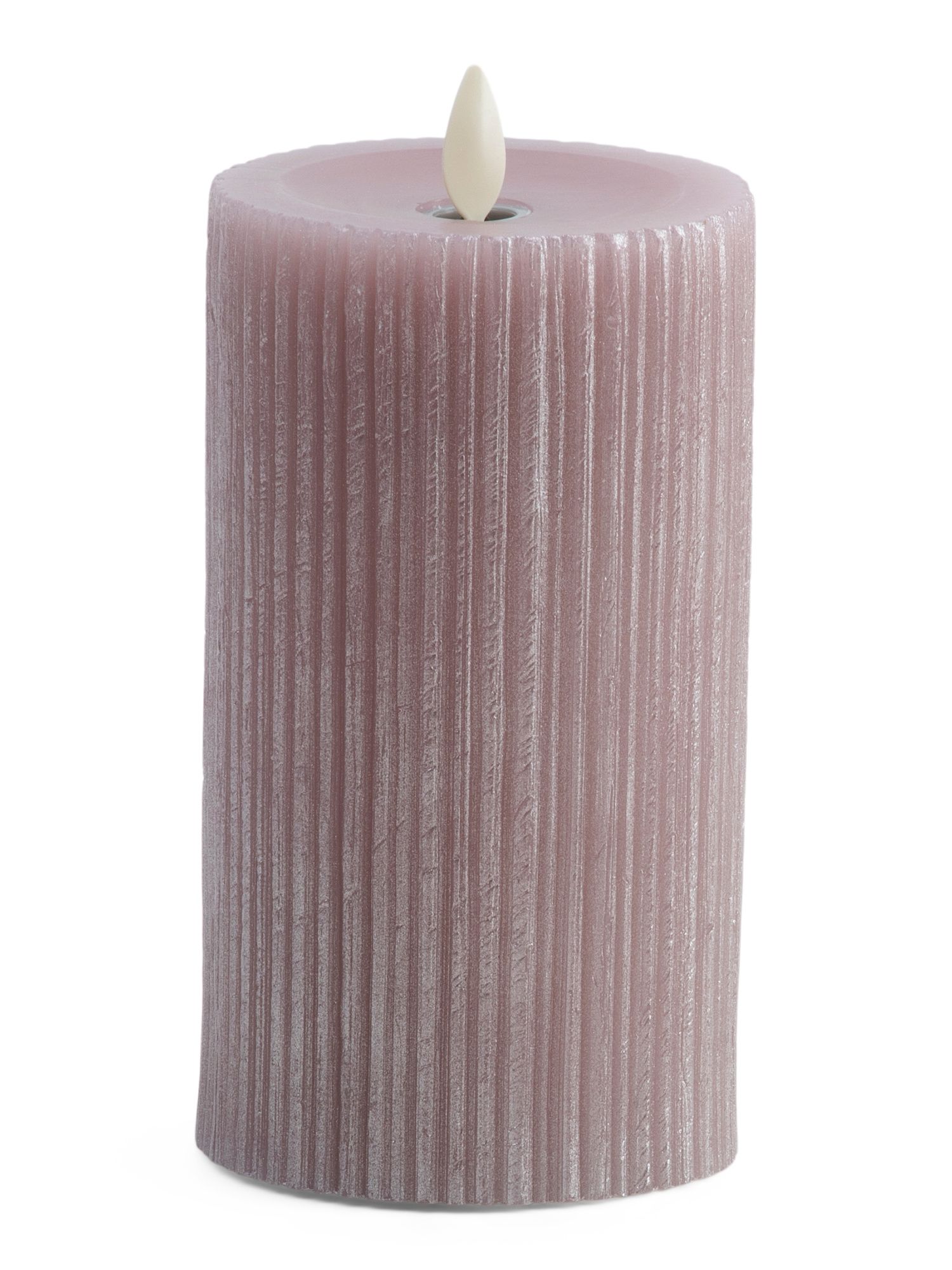 6in Long Lasting Led Metallic Textured Pillar Candle | TJ Maxx