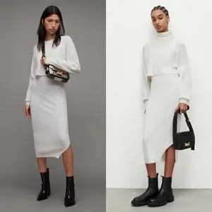 All saints Margot layered 2 piece wool and alpaca sweater dress MEDIUM | Poshmark