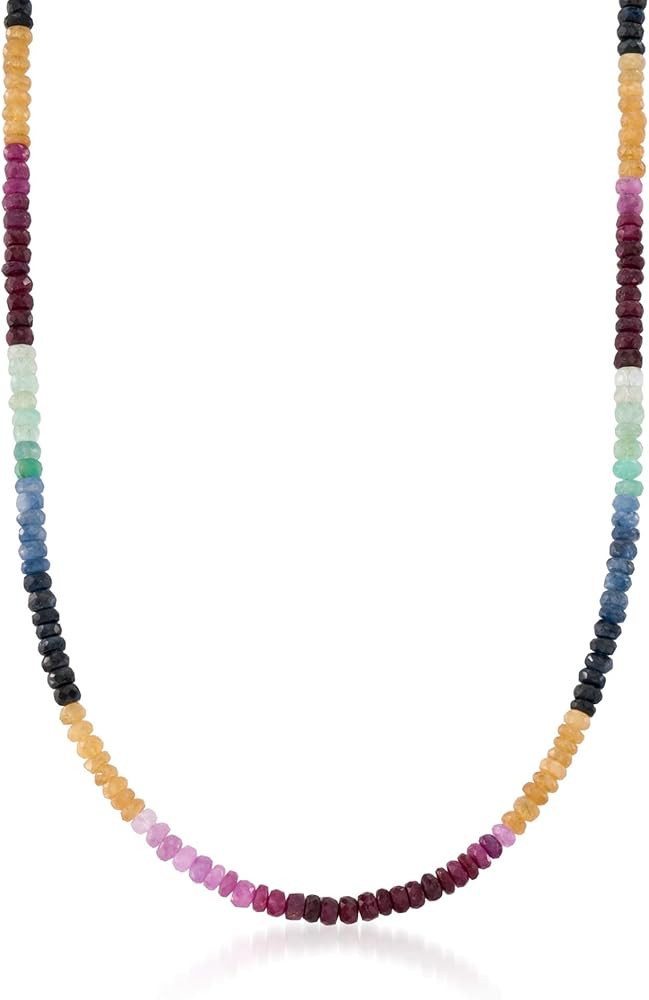 Ross-Simons 50.00 ct. t.w. Multicolored Sapphire Bead Necklace in Sterling Silver | Amazon (US)