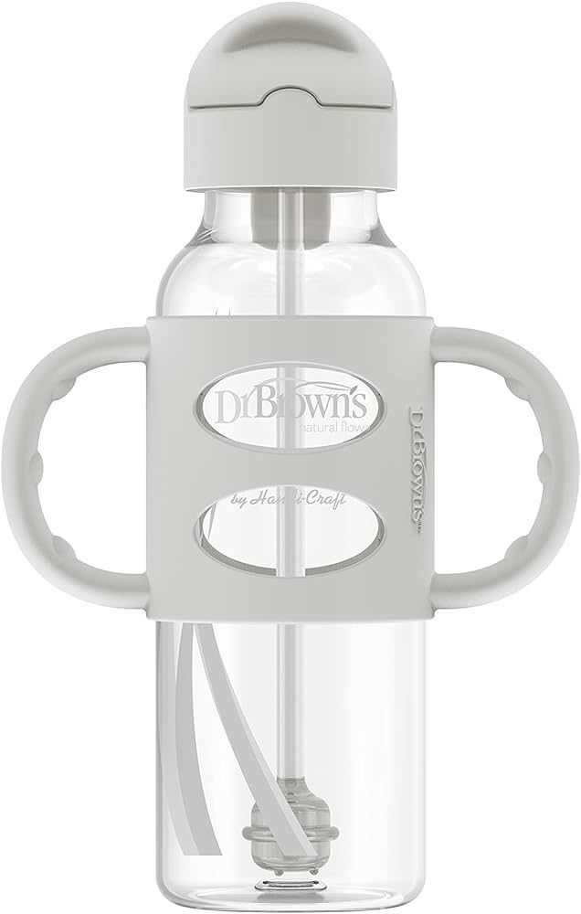 Dr. Brown’s® Milestones™ Narrow Sippy Straw Bottle with 100% Silicone Handles, 8oz/250mL, Gr... | Amazon (US)