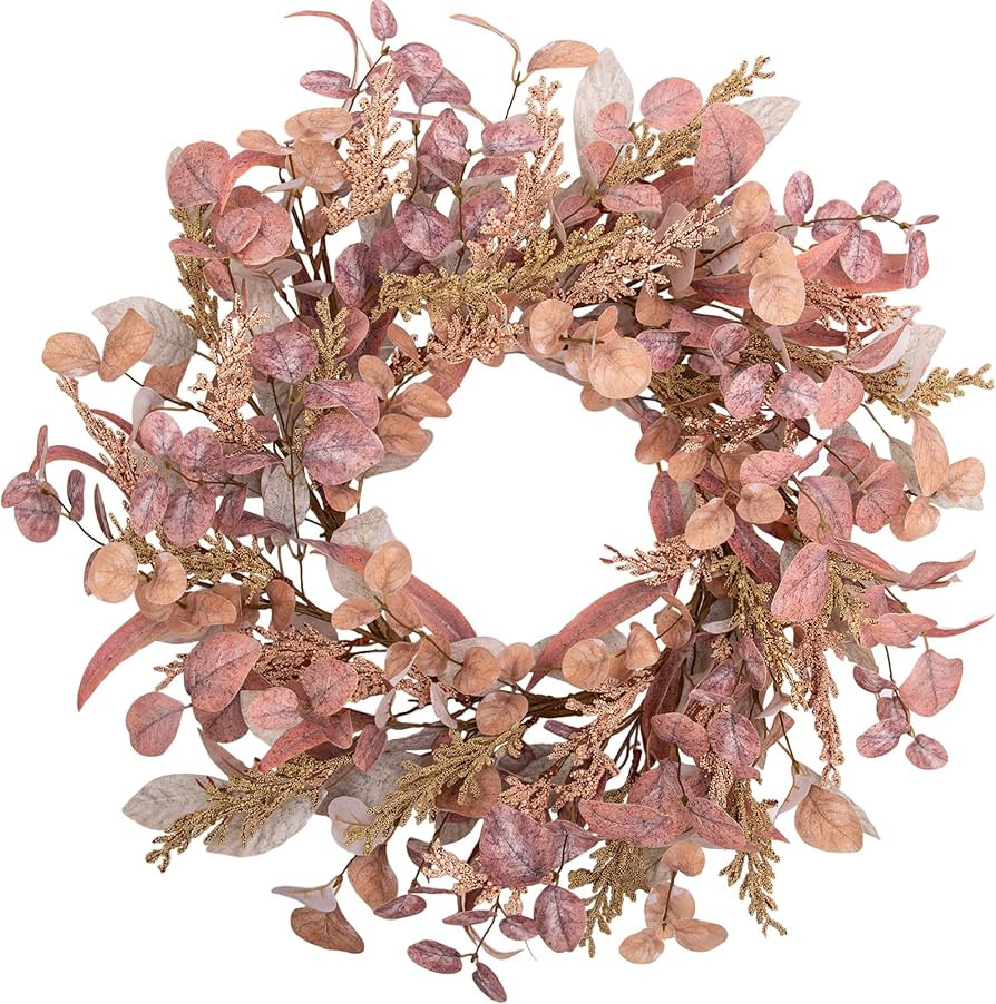 VGIA 18 Inch Fall Wreath Autumn Wreath for Front Door Fall Decorations with Eucalyptus Leaves Art... | Amazon (US)