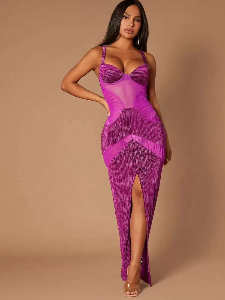 SHEIN SXY Split Thigh Lace Cami Dress | SHEIN