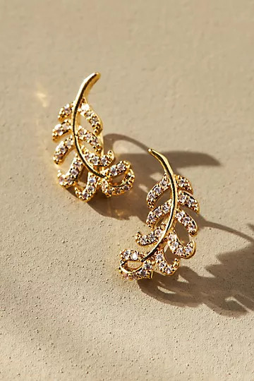Sparkling Leaf Crawler Earrings | Anthropologie (US)