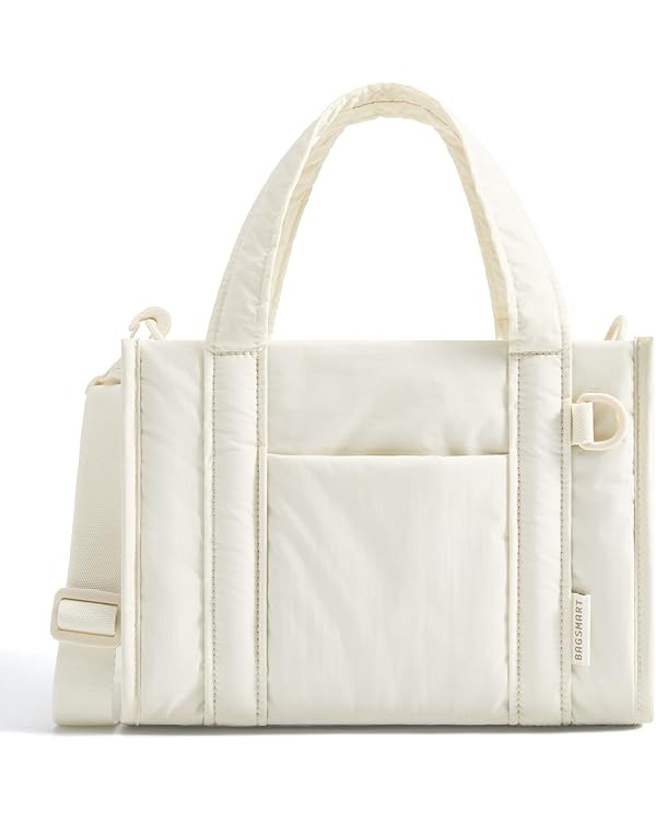 BAGSMART Boxy Tote Bag for Women, Crossbody Bag with Zipper, Crush Bow Purses for Travel Work Col... | Amazon (US)