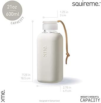 SquireMe Y1 Borosilicate Glass Water Bottles, Clear Bottle, Reusable, BPA Free, Tumbler, Dishwasher  | Amazon (US)