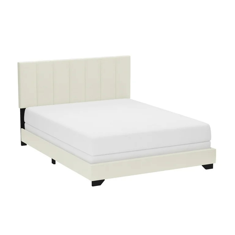 Reece Channel Stitched Upholstered Queen Bed, Ivory, by Hillsdale Living Essentials - Walmart.com | Walmart (US)