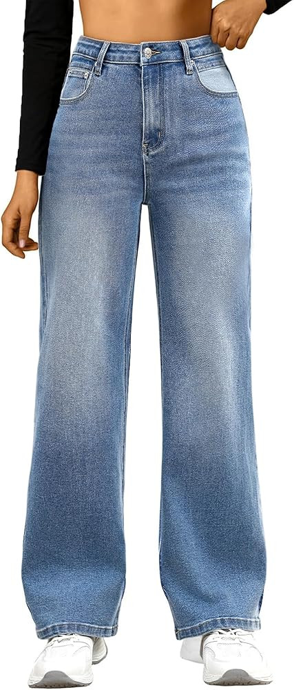 HDLTE Baggy Stretchy Jeans for Women High Waisted Trendy Wide Leg Jeans Boyfriend Denim Pants wit... | Amazon (US)