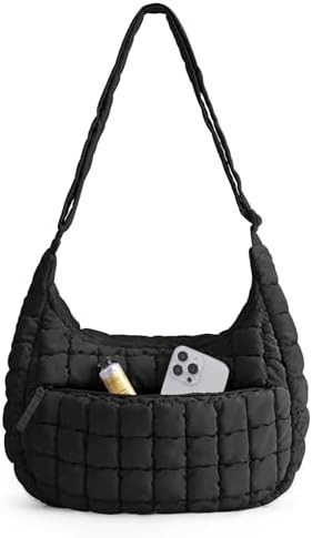 BAGSMART Crossbody Hobo Bag for Women, Quilted Puffy Purses for Women Soft Fluffy Cute Shoulder H... | Amazon (US)