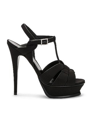 Saint Laurent Tribute Platform Sandal in Black | FWRD 