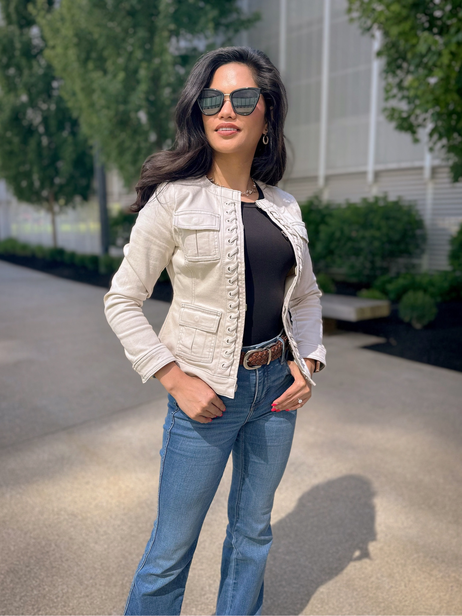 Loving this Lace-up stylist jacket from White House Black Market. I’m wearing size 0 Petite and the fit is TTS.  #WHBM

#LTKFindsUnder100 #LTKSummerSales #LTKSeasonal