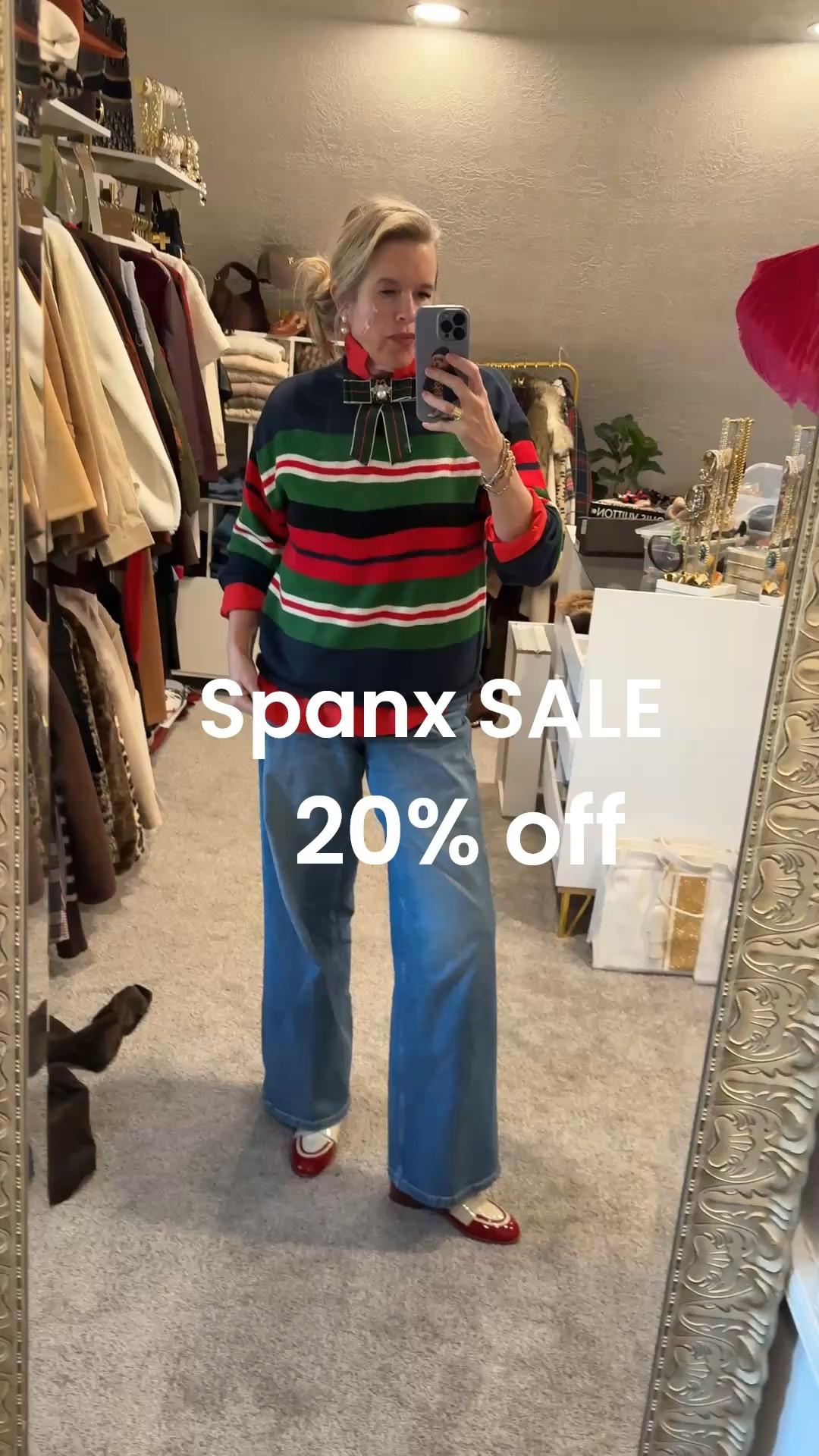 
SPANX 20%  off  Entire site SALE

Bow detail- preppy vibe
Mix of savings & splurge 

Outfit inspiration 

Amazon find Stripe Sweater 
Tts in a med

Red button up Chicos tts in a 0 

NEW wide leg Spanx high waisted jeans  tts in a med 
Button and zip closer 

When not on sale use code⬇️
Save 15% with code : Deardarcyxspanx 

Cecelia NYC two toned patten leather loafer tts 

Gucci inspired grosgrain bow with bee (affordable find) add to a bag, a blazer or neck like I have here🎀🐝

Pearl earrings Julie Vos

Wear what you love, over dress,
Layer up and have fun with your wardrobe

#LTKootd #LTKSpringSale #LTKSaleAlert