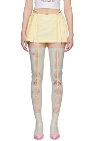 Yellow Pleated Miniskirt | SSENSE