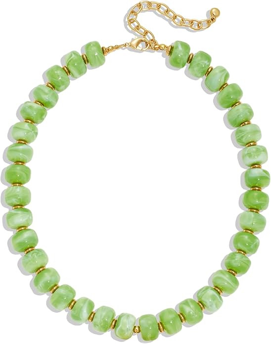 Chunky Beaded Necklace for Women Trendy Statement Big Colorful Resin Bead Choker Necklaces Summer... | Amazon (US)