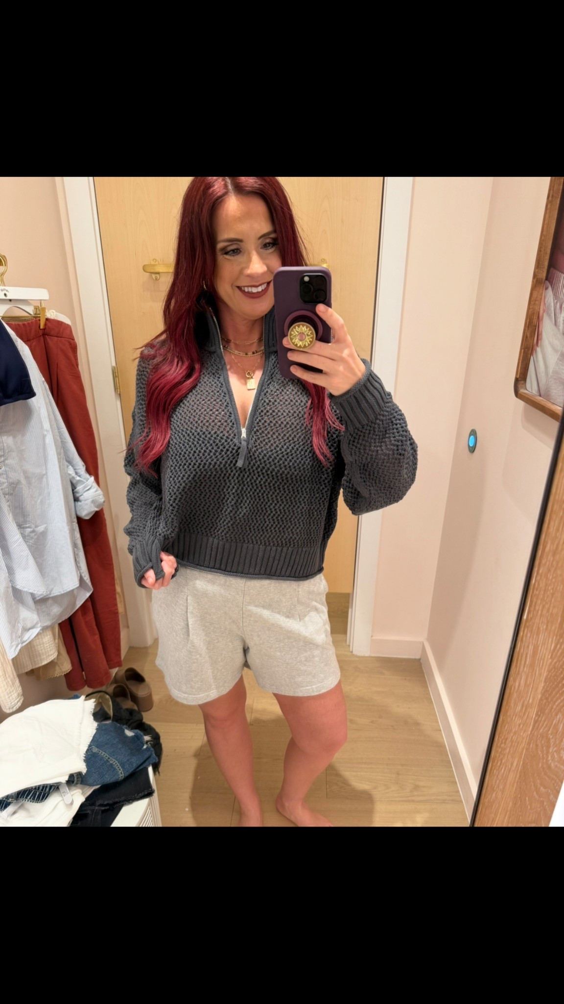 Aerie crochet quarter zip sweater with comfy fleece trouser shorts 

#LTKSeasonal #LTKStyleTip