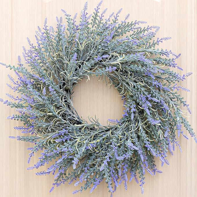 22'' Lavender Wreath for Front Door, Artificial Purple Spring Wreaths, Front Door Wreaths for All... | Amazon (US)