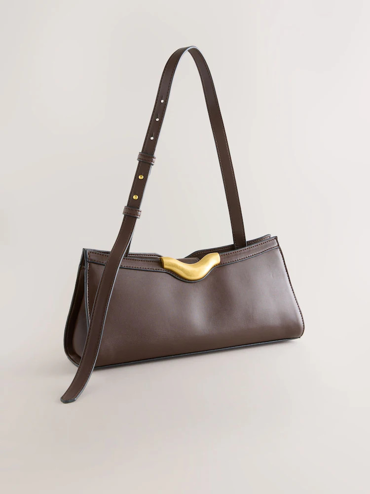 Chocolate Brown Hardware Detail Shoulder Bag | Next US