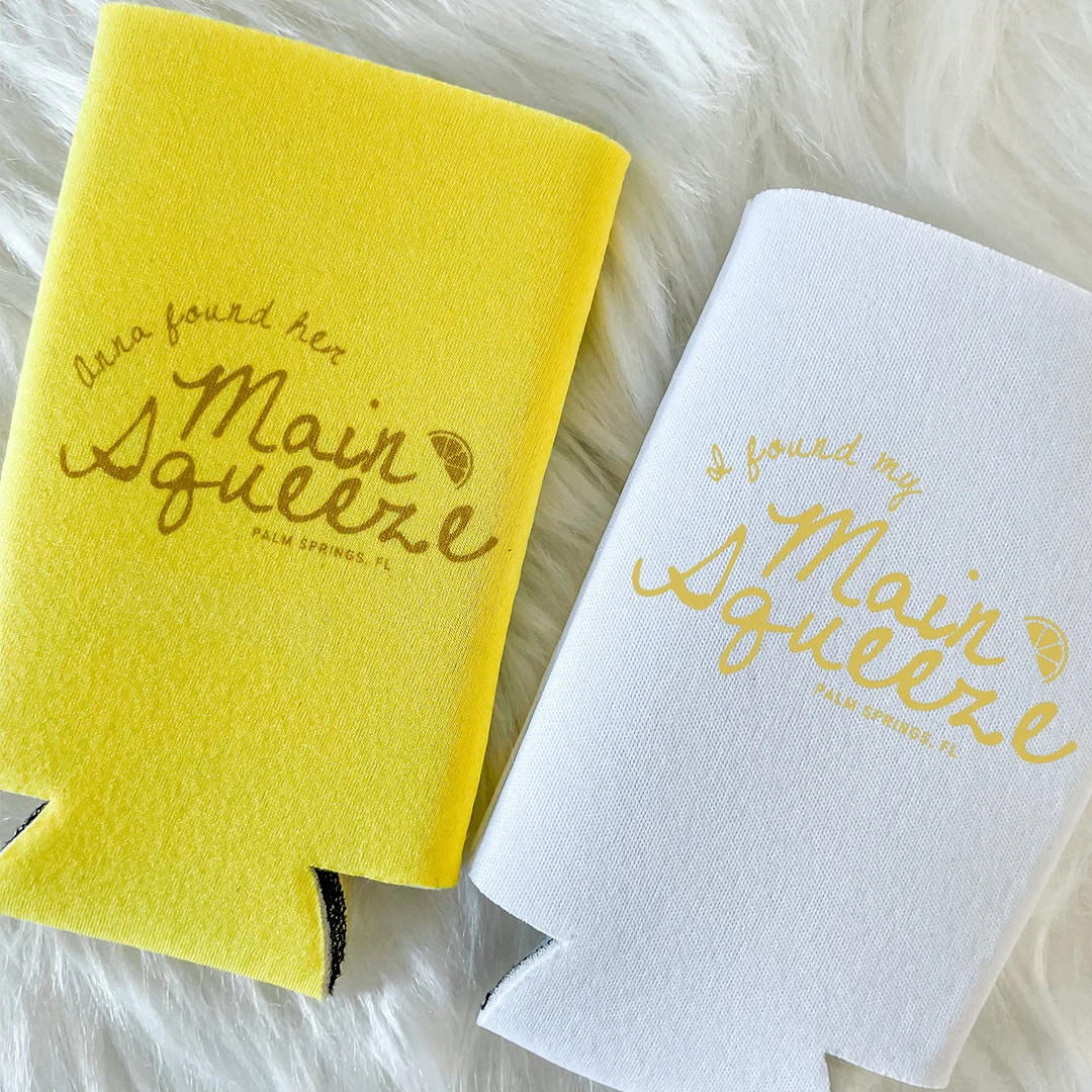 Personalized Main Squeeze Bachelorette Can Coolers Lemon Bridal Favors Bachelorette Party Citrus ... | Etsy (US)