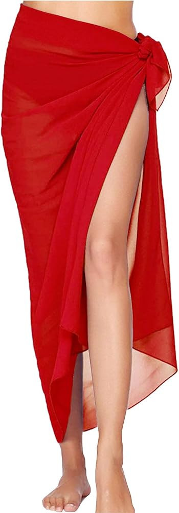 Kingfancy Women's Beach Swimsuit Cover Ups Bikini Wrap Chiffon Sarong Summer Shawl Pareo Skirt fo... | Amazon (US)