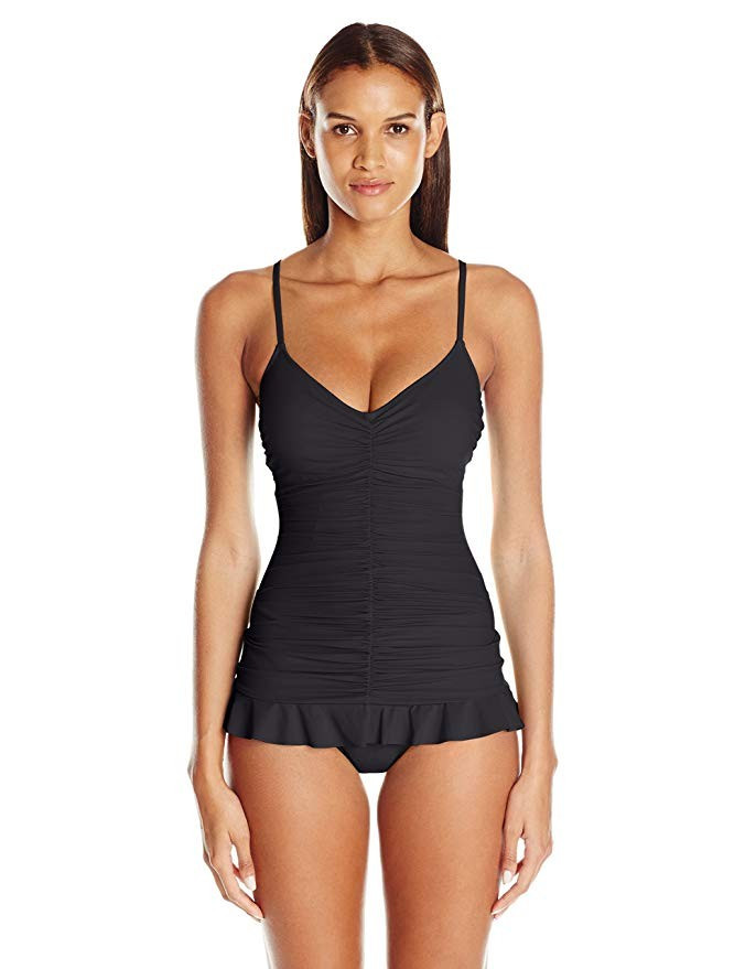 Profile by Gottex Women's Center Gathering V-Neck Swimdress One Piece Swimsuit | Amazon (US)