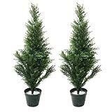 Pure Garden 50-10005 Artificial Mini Cedar Topiary Trees, Set of 2, 34", 11x11 | Amazon (US)