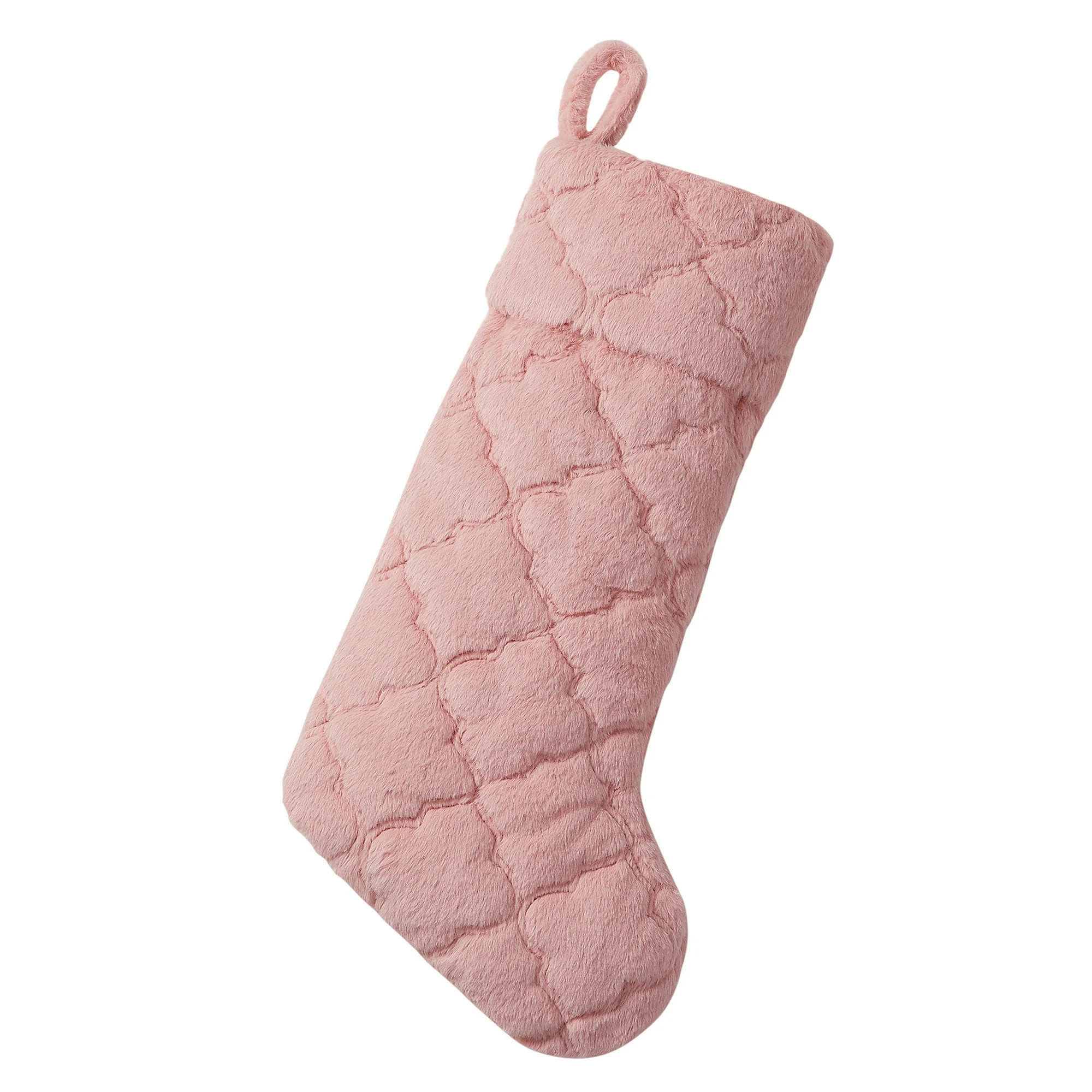 My Texas House Charlotte Blush Faux Rabbit Fur Christmas Stocking, 20" x 10" | Walmart (US)