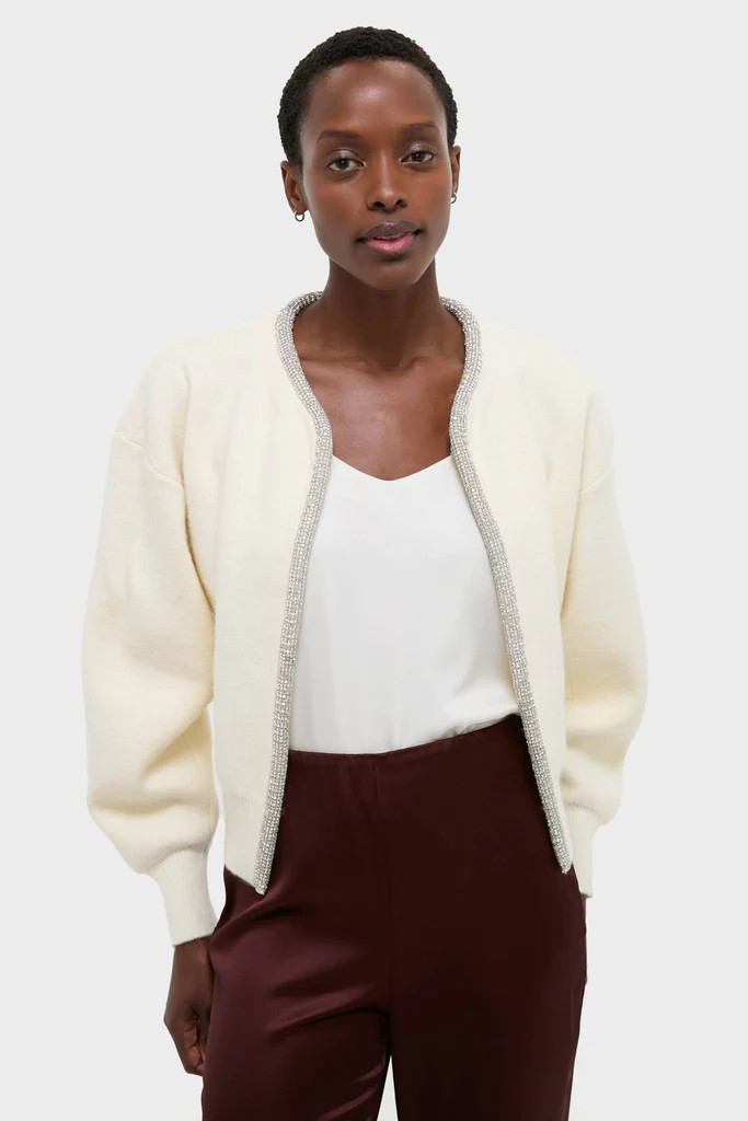 Ivory Sequin Trim Naomi Cardigan | Tuckernuck (US)