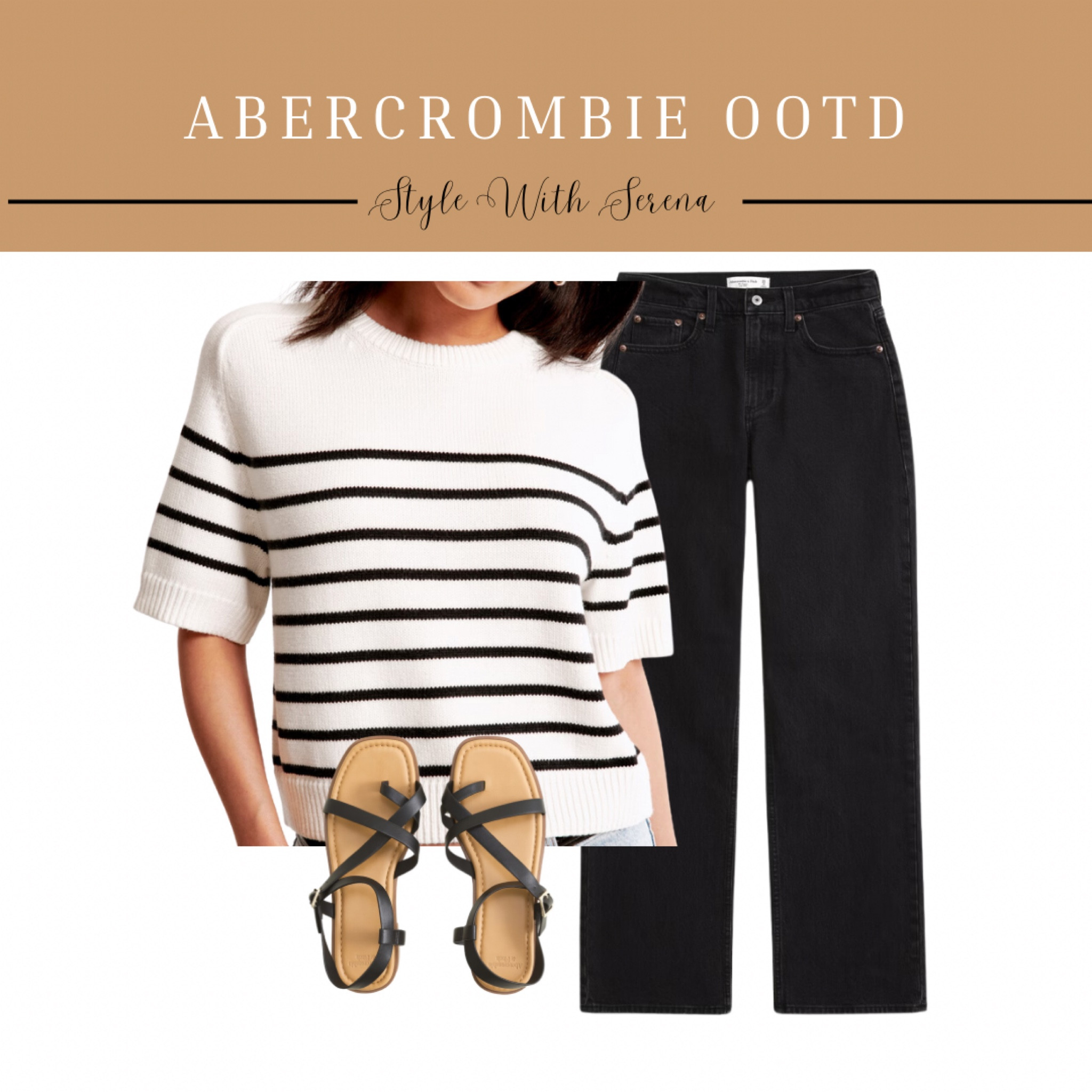 Abercrombie outfit, sweater, short sleeve sweater, black pants, denim, sandals 

#LTKOver40 #LTKFindsUnder100 #LTKStyleTip