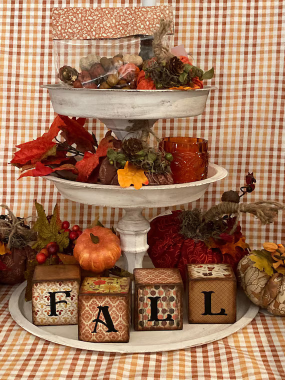 Fall Wood Blocks Decor Harvest Decor Farmhouse Decor Tier - Etsy | Etsy (US)