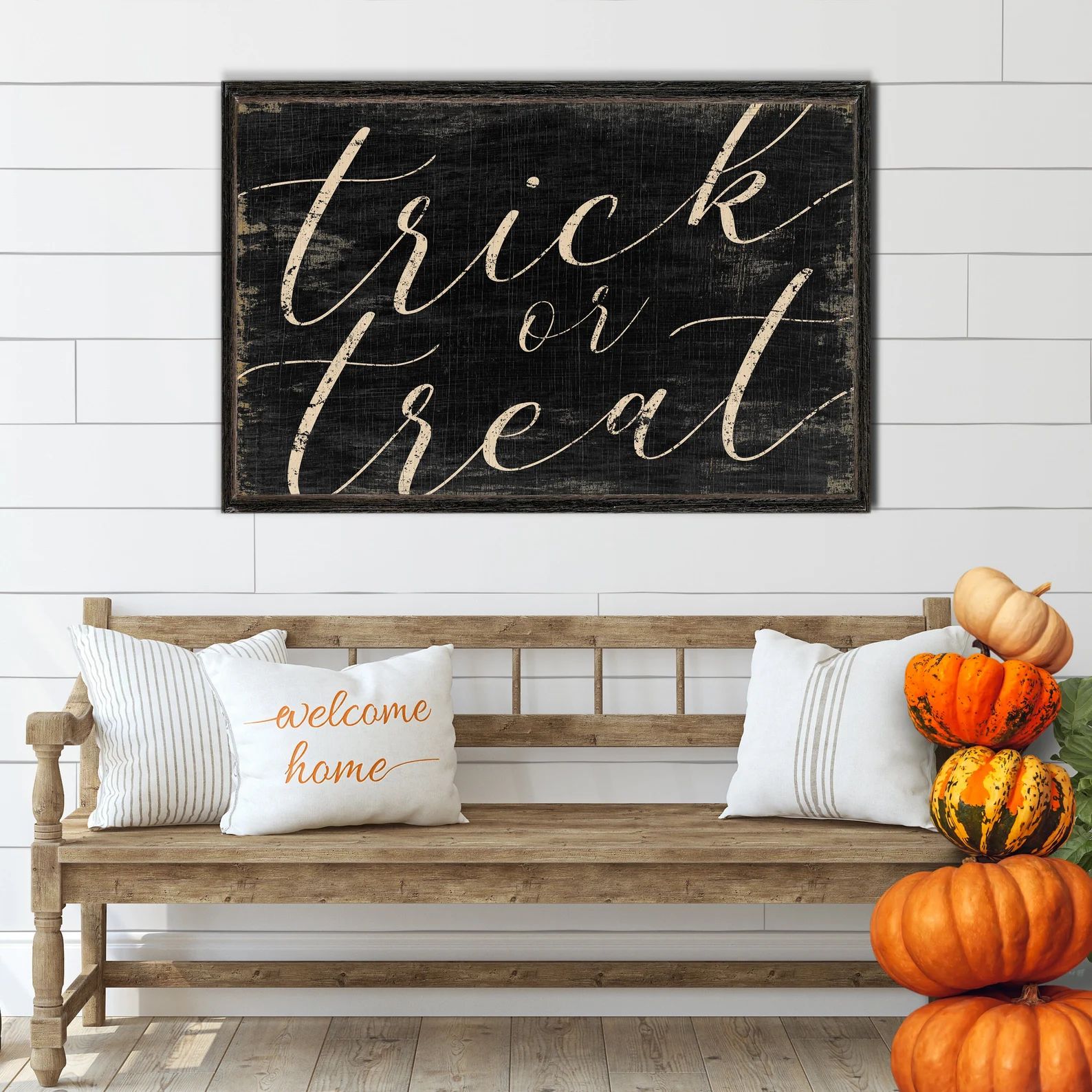 Trick or Treat Sign  Large Farmhouse Canvas Wall Art  | Etsy | Etsy (US)