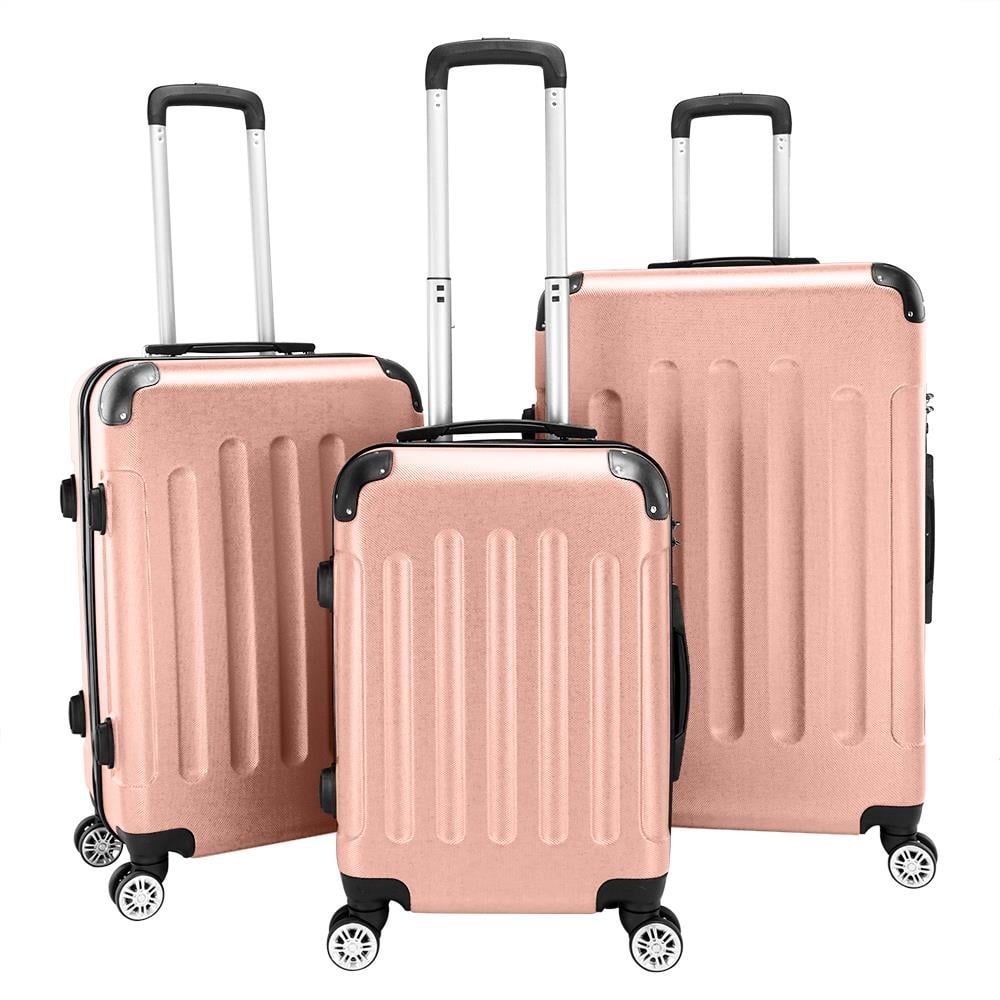 Zimtown Hardside Lightweight Spinner Rose Gold 3 Piece Luggage Set with TSA Lock - Walmart.com | Walmart (US)