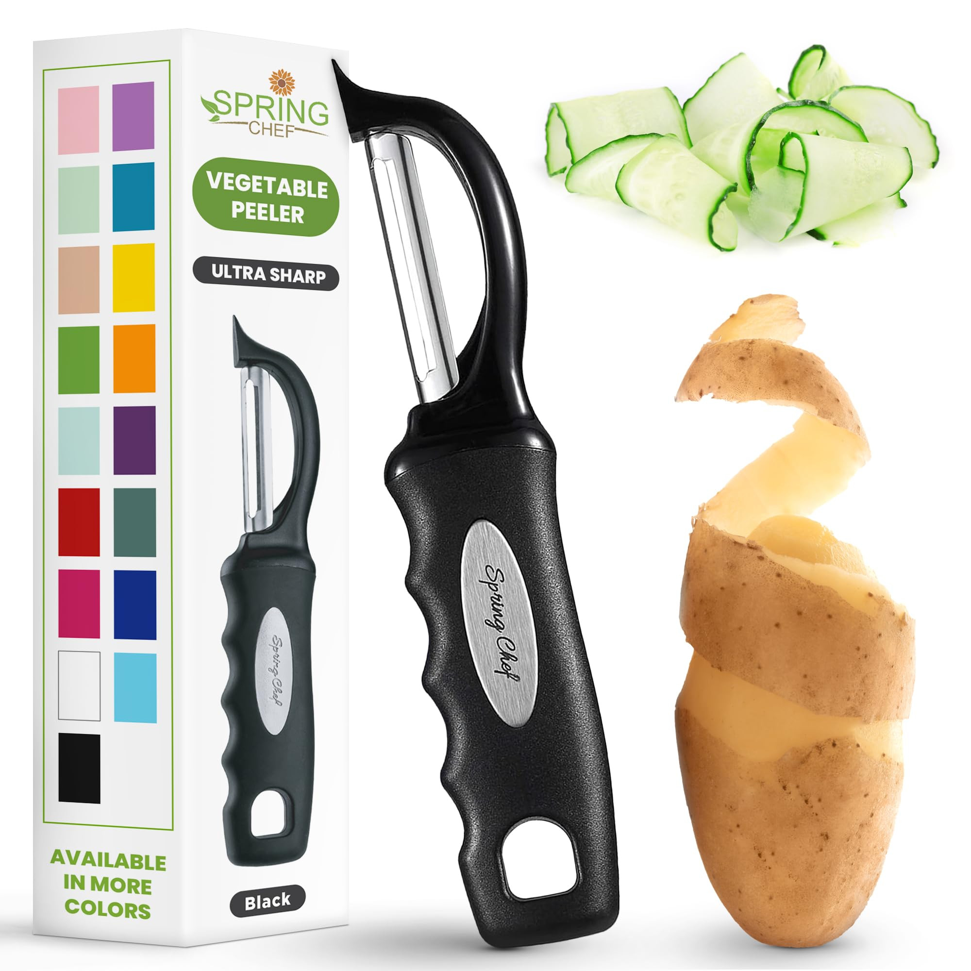 Spring Chef Premium Swivel Vegetable Peeler, Soft Grip Handle and Ultra Sharp Stainless Steel Bla... | Amazon (US)