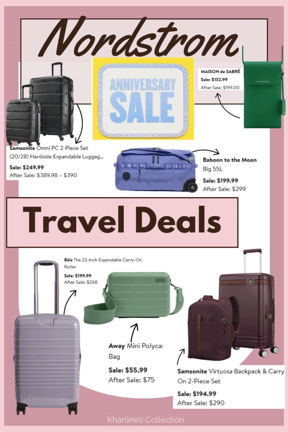 Planning your next getaway? The Nordstrom Anniversary Sale 2025 is the perfect time to upgrade your luggage and travel essentials with major deals on top brands like Samsonite, BÉIS, Away, and more!

I’ve rounded up the best carry-ons, cosmetic cases, packing cubes, backpacks, duffels, and travel accessories that are functional, stylish, and on sale — all perfect for your next road trip, flight, or weekend escape. These are pieces that make travel easier and more aesthetic.

🧳 Tap FOLLOW to shop all my travel finds during the sale — I’ll be updating daily with restocks, new markdowns, and curated picks you don’t want to miss!

#NordstromAnniversarySale #NSale2025 #LTKTravelStyle #TravelEssentials #LTKSaleAlert #SamsoniteSale #BEISBag #AwayLuggage #SoftLifeTravel #AmazonVsNordstrom #StylishTravelGear #LTKFinds #TravelWithEase #LuggageOnSale #LTKCurated #WeekendEscapeReady #PackingInStyle #FallTravelReady #LTKFollowMe #JetSetStyle 

 #LTKSaleAlert #LTKTravel #LTKFamily