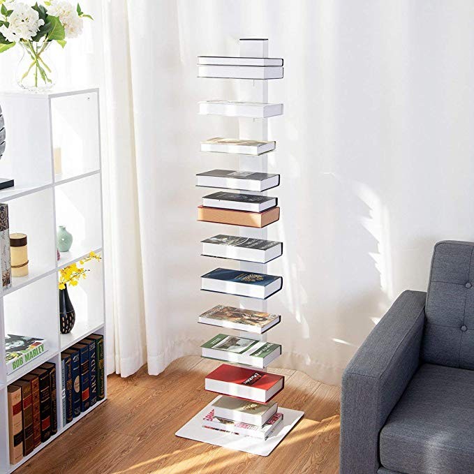 Tangkula Spine Book Tower Shelf Bookcase Wall Shelf Unit Large Storage Floating Open Media Tower ... | Amazon (US)