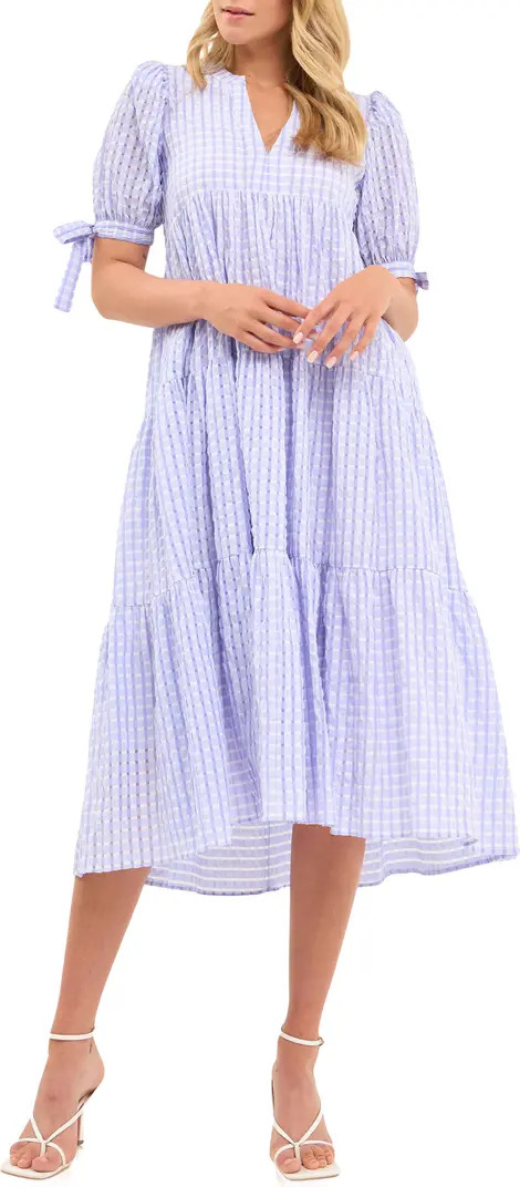 Gingham Tiered Midi Dress | Nordstrom