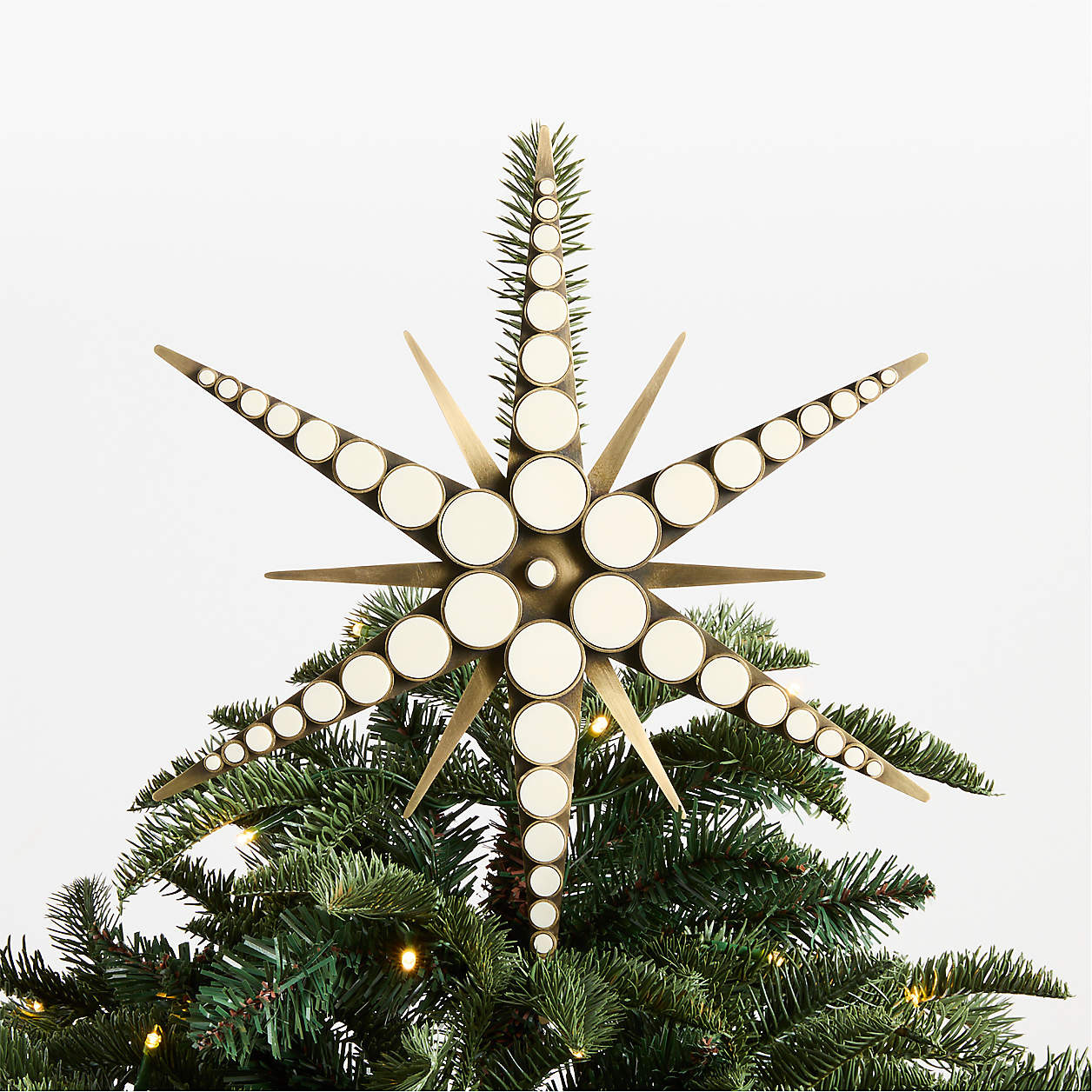 Brass and Enamel Star Christmas Tree Topper | Crate & Barrel | Crate & Barrel