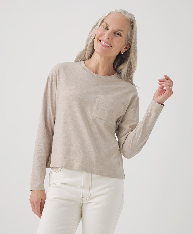 Women’s Softspun Long Sleeve Pocket Tee made with Organic Cotton | Pact | Pact Apparel