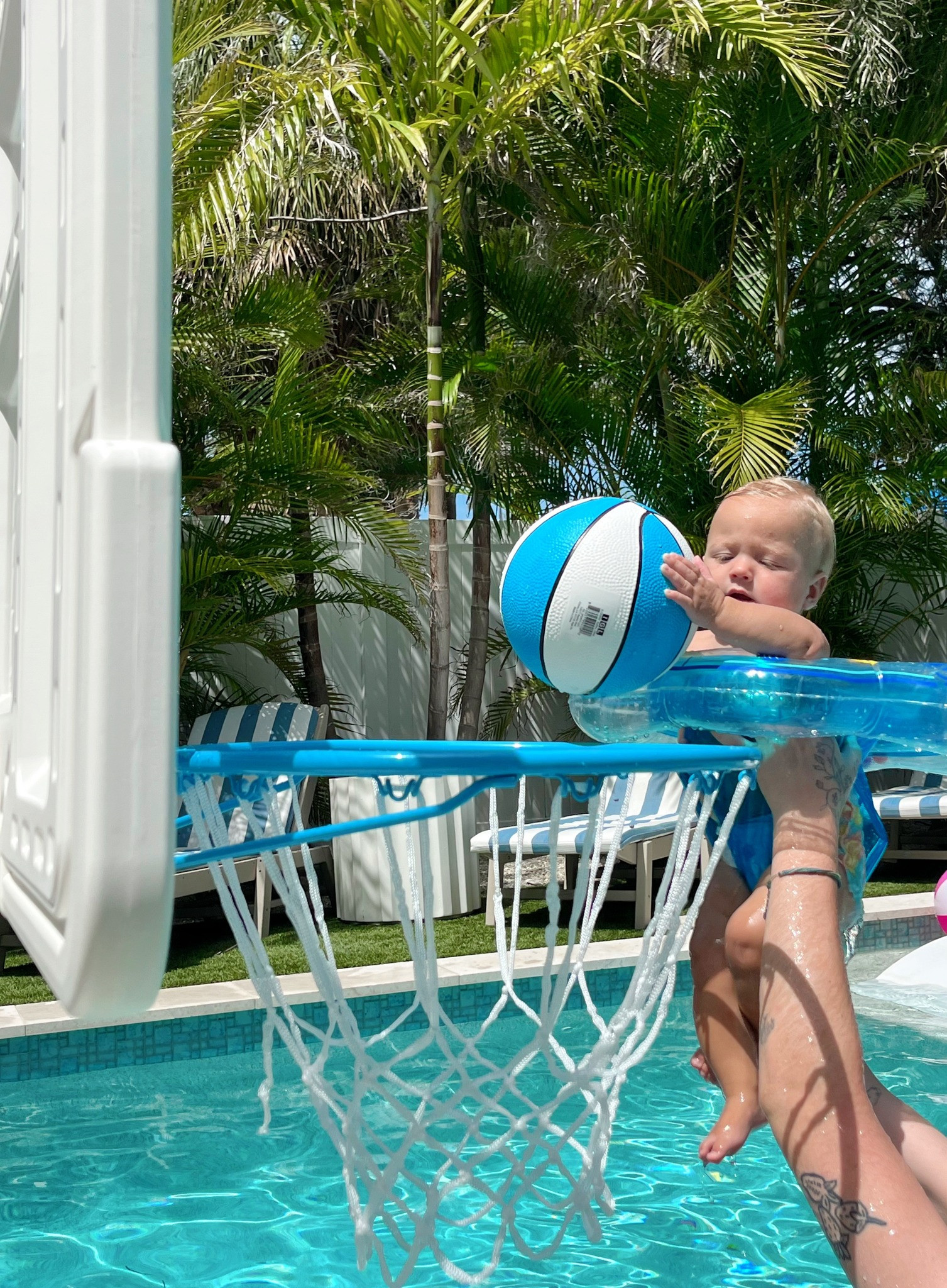 Slam Dunk 🏀 One of my most frequently asked questions about Florida "Where is your pool basketball hoop from!?" 

 #LTKSeasonal #LTKBaby #LTKFamily