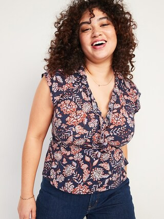 Ruffled Tie-Belt Floral-Print Wrap Top for Women | Old Navy (US)