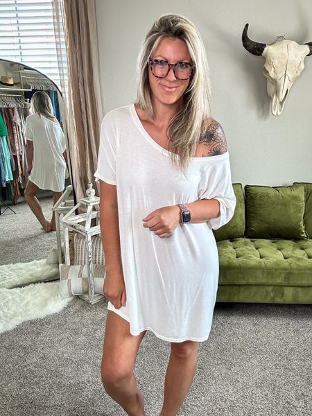 Oversized t-shirt that doubles as a nightgown, shirt dress, swim coverup, and is bump & BF friendly! I wore it pregnant and in the hospital and was 👌🏻 wearing a large 

#LTKcurves #LTKbump #LTKstyletip