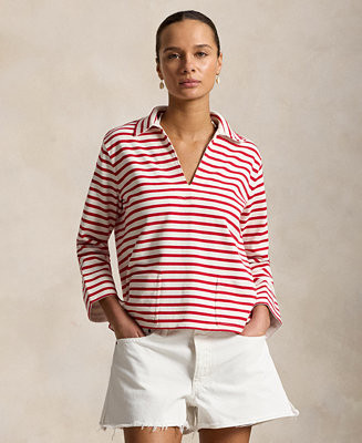 Women's Striped Split-Placket Mariner Pull-On T-Shirt | Macy's
