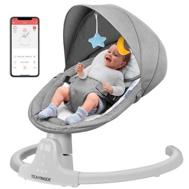 Baby Swing for Infants, Compact & Portable, 5 Speed, 10 Lullabies, Remote Bluetooth APP Control, ... | Walmart (US)