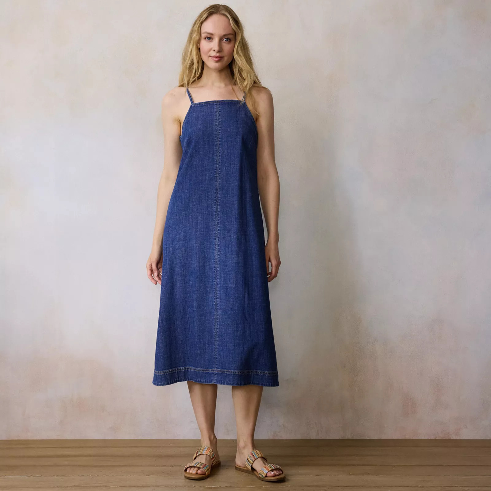 Women's LC Lauren Conrad Square Neck Denim Maxi Dress, Size: Large, Medium Blue Wash | Kohl's