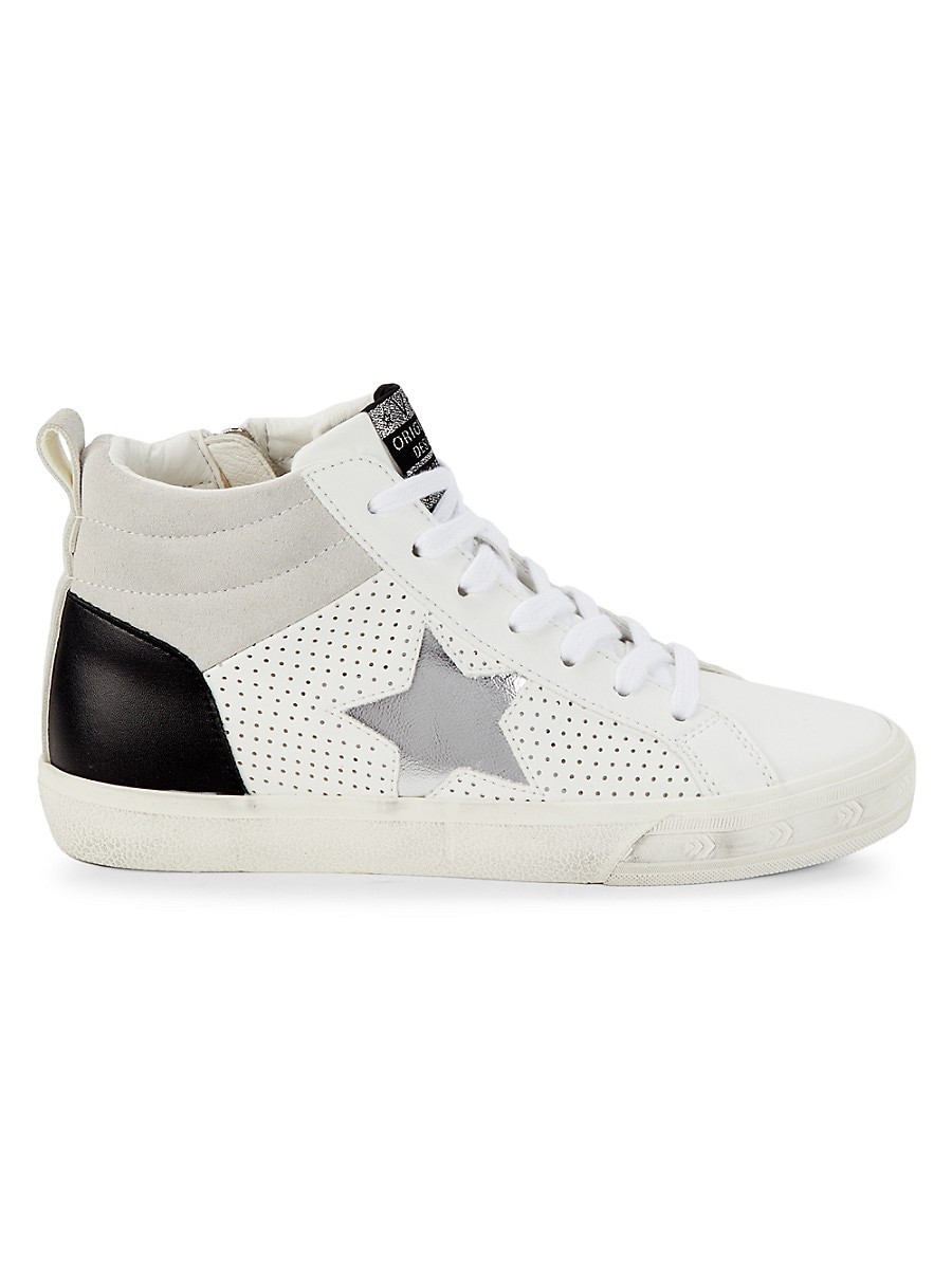Vintage Havana Women's High Top Glitter Leather Sneakers - White Black - Size 6.5 | Saks Fifth Avenue OFF 5TH