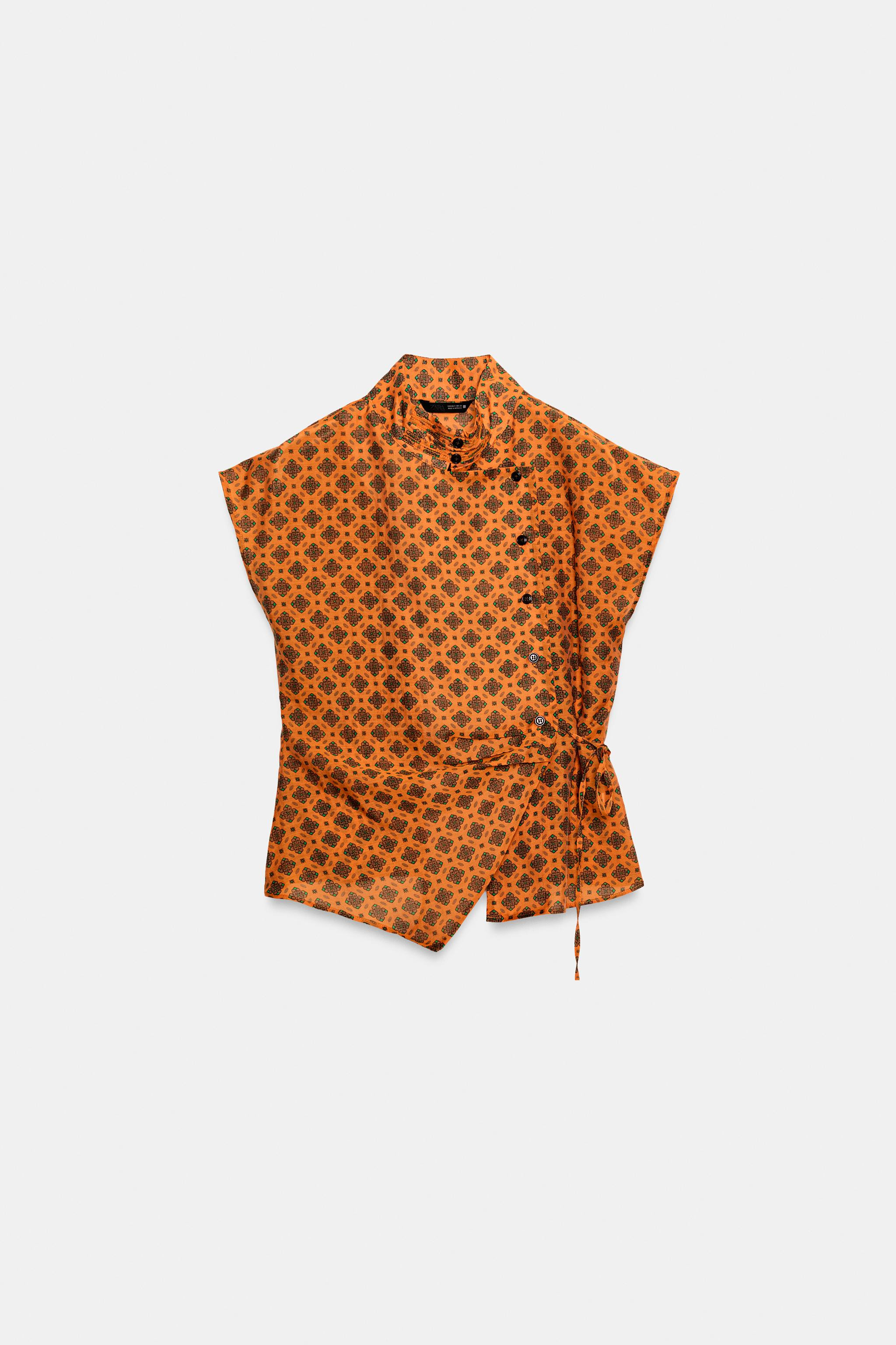 PRINTED WRAP BLOUSE | Zara US