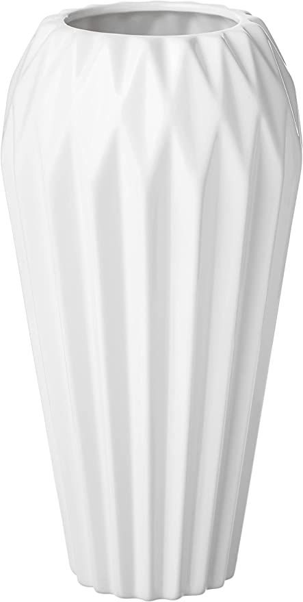 Amazon Brand – Rivet Modern Angled Stoneware Home Decor Flower Vase - 12 Inch, White | Amazon (US)