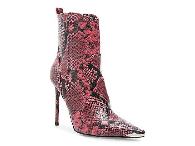 Winnie Harlow x Steve Madden Tina Bootie - Women's - Pink Snake Print Faux Leather | DSW