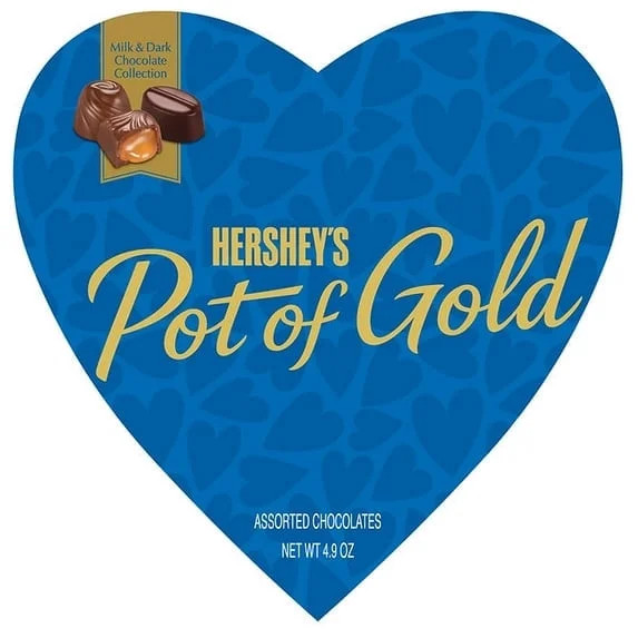 Elmer Chocolate Hershey’s Pot Of Gold Assorted Chocolate Blue Valentine Heart 4.9oz 14 Pieces | Walmart (US)