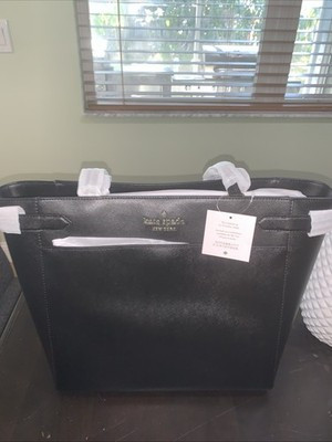 kate spade new york Staci Large Laptop Tote Leather Handbag Black (WKRU7099) NWT | eBay US